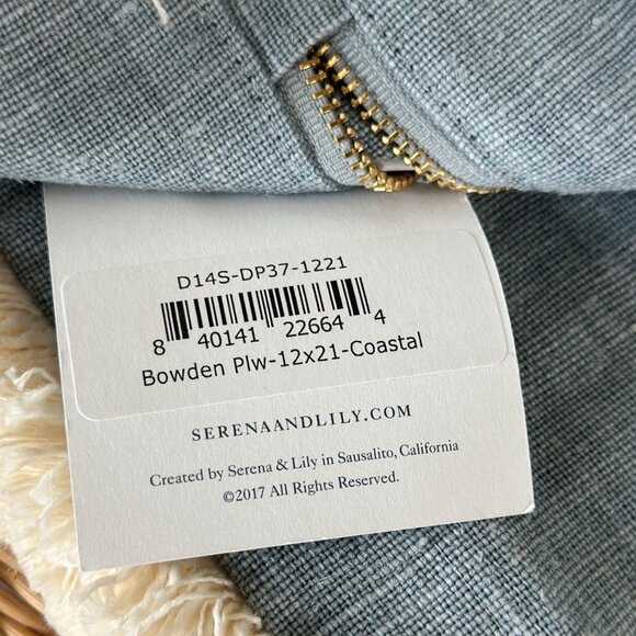 NEW Serena & Lily Bowden Linen Pillow Cover (12”x21”)-Coastal Blue - Picture 2 of 2